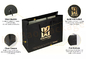 Grosgrain Handle Matte Black Paper Bag Gold Hot Stamping กระดาษขายปลีกถุงช้อปปิ้ง