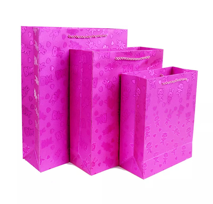 30gsm-160gsm Rose Pink Blue Glitter ของขวัญถุงสำหรับซูเปอร์มาร์เก็ต