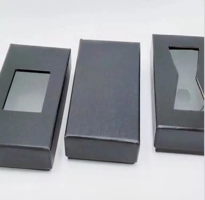 CDR AI PSD กล่องของขวัญกระดาษแข็งสี่เหลี่ยมสีดำพร้อมฝาปิดโปร่งใส